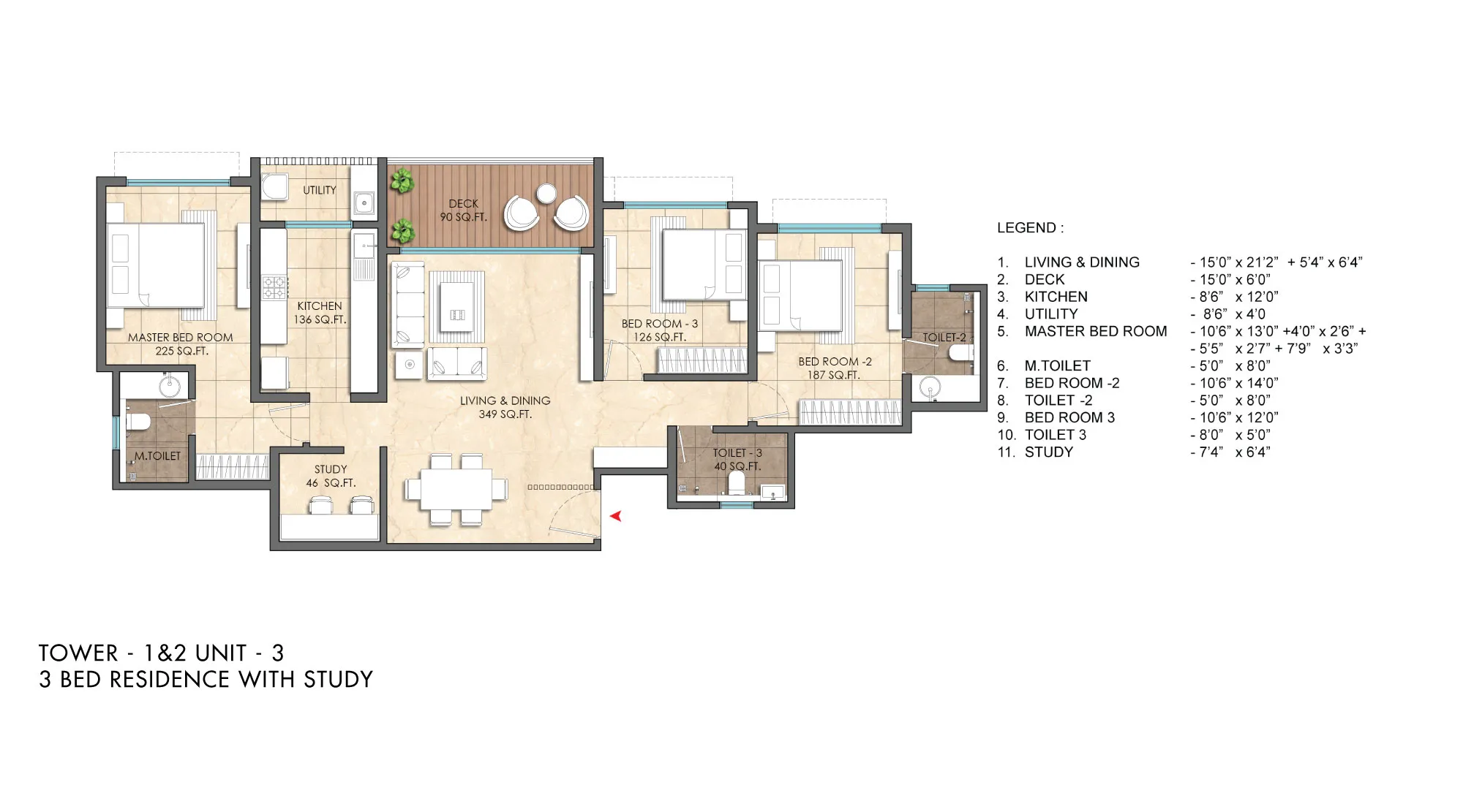Lodha Altero, Wakad - Residential Project in Wakad with 3 BHK Unit Plan