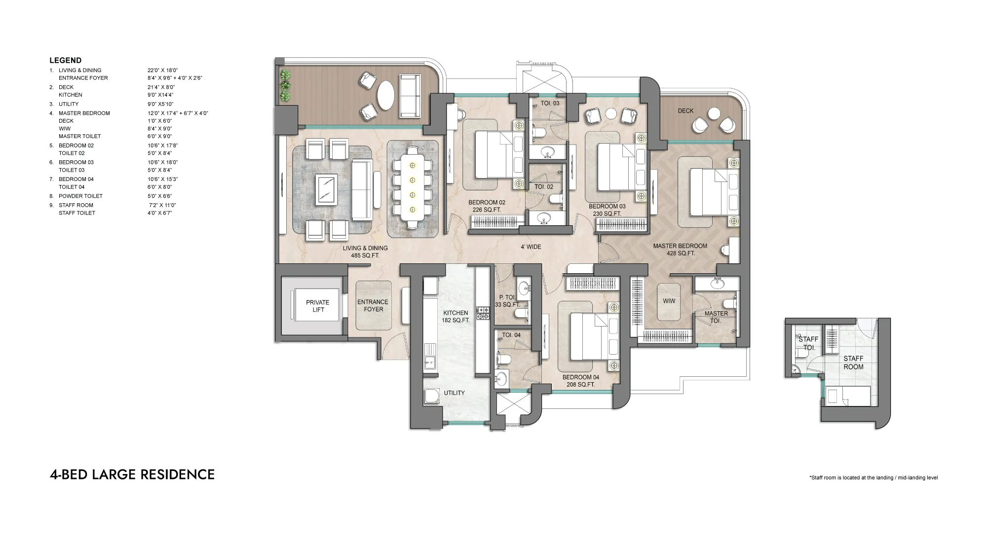 Lodha Sewri - Unit Plan of 4 BHK Flat in Sewri
