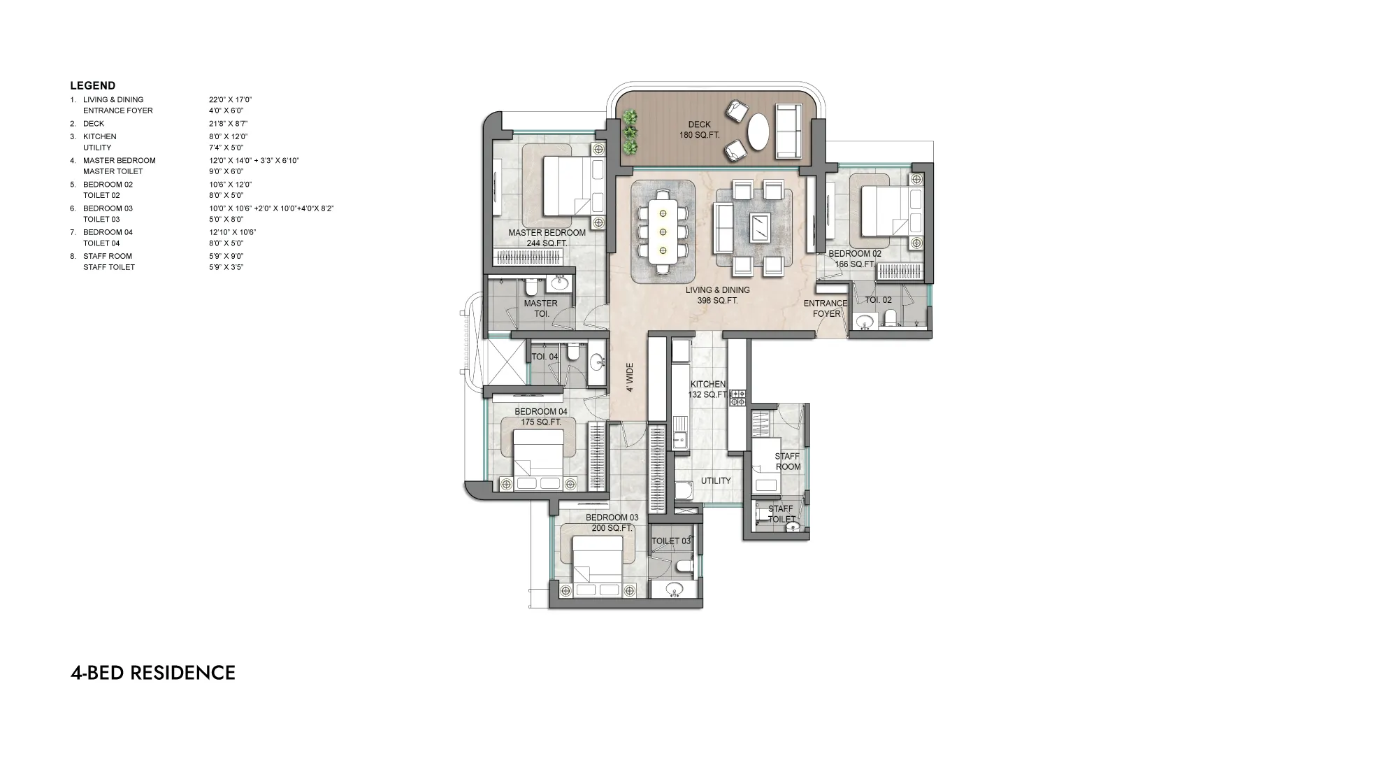 Lodha Sewri - Unit Plan of 4 BHK Flat in Sewri